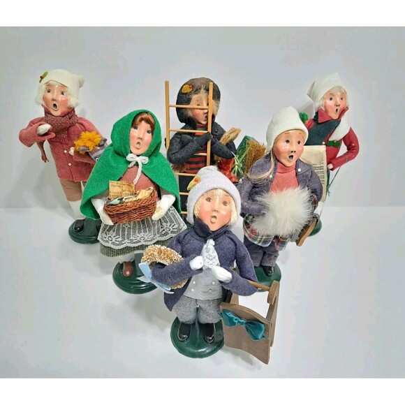 Byers Choice Vintage 1990s Christmas Carolers 6 Piece Lot Set Children Sled - Picture 1 of 15